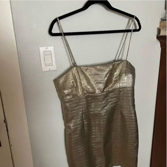 Lovers + Friends Revolve The Karine Metallic Mini Dress in Pale Gold - Picture 4 of 7